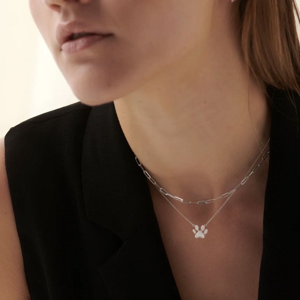 Silver Paw Pendant Necklace